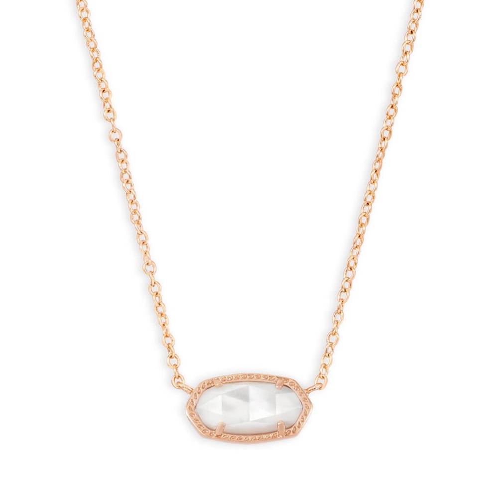 Kendra Scott Elisa Rose Gold Necklace with White Stone